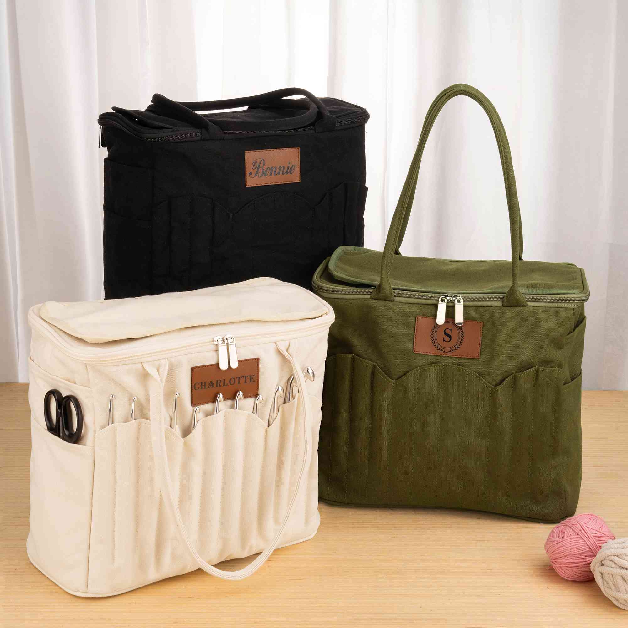 Personalized Canvas Knitting & Crochet Bag