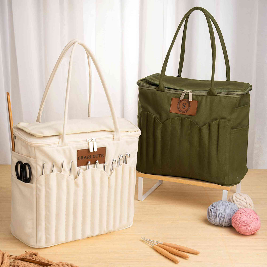 Personalized Canvas Knitting & Crochet Bag
